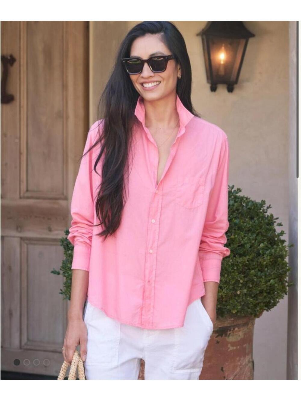 NWOT Frank & Eileen EILEEN featherweight Cotton Button down Pink Lemonade large